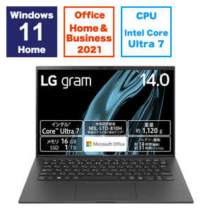 LG ノートパソコン gram [14.0型 /Windows11 Home /intel Core Ultra 7 /メモリ：16GB /Office HomeandBusiness] 14Z90S-MA78J2