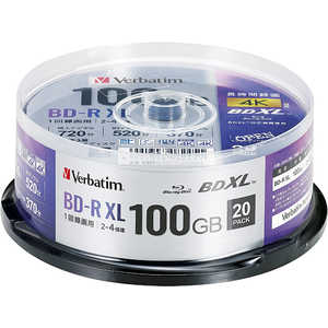 VERBATIMJAPAN 録画用BDR XL 20枚スピンドル 録画用ＢＤ－Ｒ ［20枚 /100GB /インクジェットプリンター対応］ VBR520YP20SD4