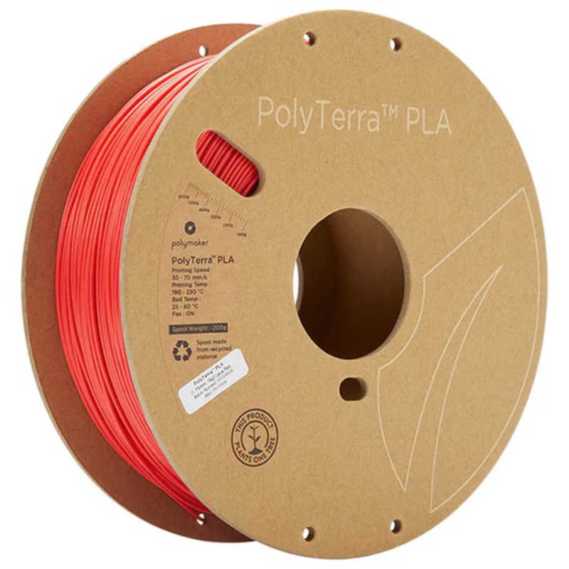 POLYMAKER POLYMAKER PolyTerra PLA フィラメント [1.75mm /1kg] レッド PM70826 PM70826