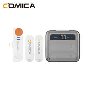 COMICA 2.4G デュアルチャンネル ミニワイヤレスマイク(ライトニング) ホワイト VimoS-MI-W