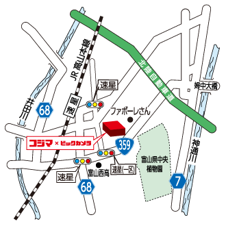 コジマ×ビックカメラ ファボーレ富山店イラストマップ