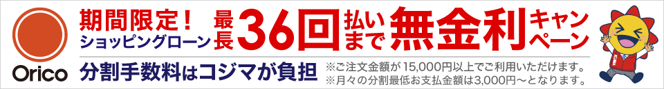 ショッピングローン36回無金利キャンペーン