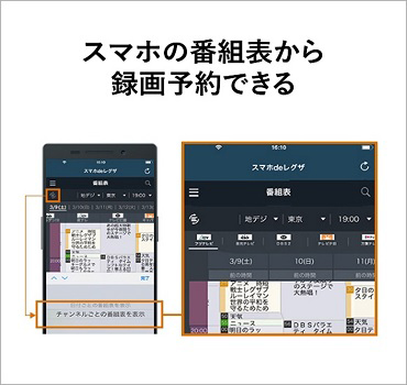 スマホの番組表から録画予約できる