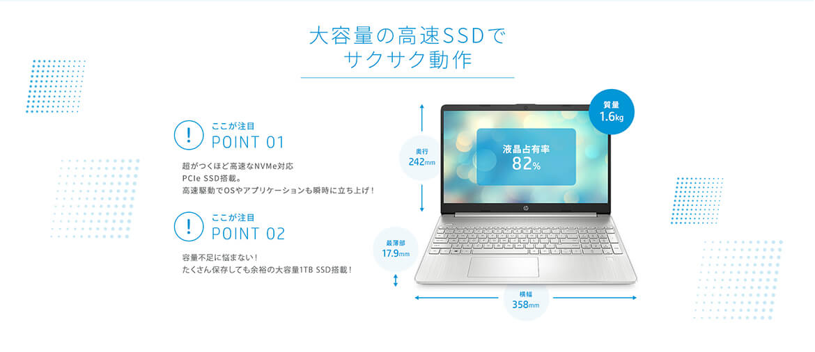 HP　高速SSDでサクサク動作