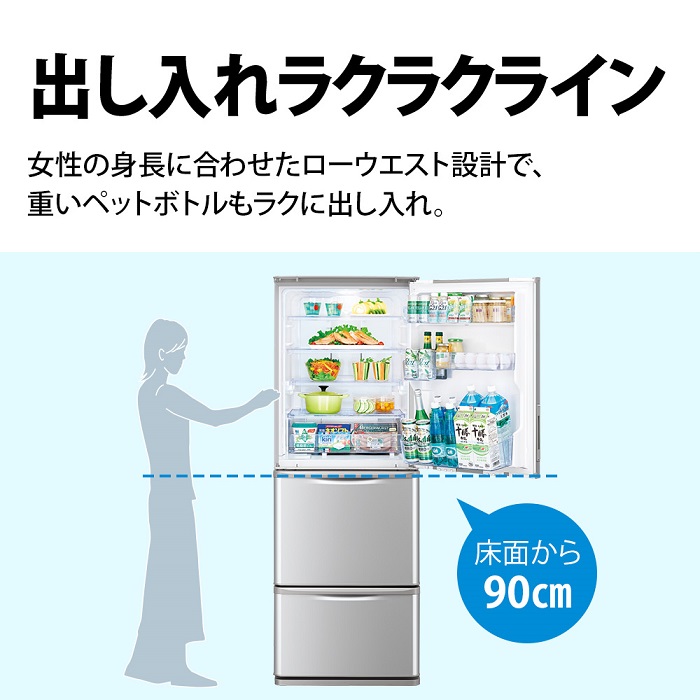 シャープ 冷蔵庫 SJ-W354H-S 350L シャープ SHARP 冷蔵庫 [3ドア/左右開き(どっちもドア)/350L] SJ-W354H