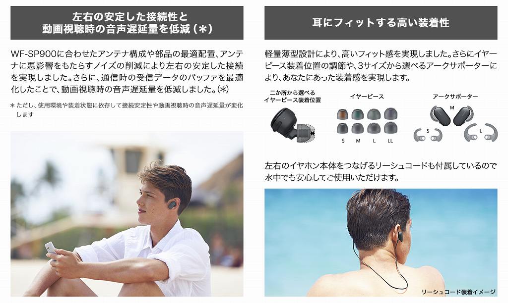 SONY -      ワイヤレスステレオヘッドセット ブラック  WF-SP900-BM ソニー SONY ワイヤレスステレオヘッドセット[マイク対応] WF