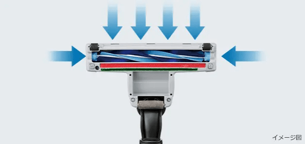 空気の力でブラシを回転させ、じゅうたん上のごみをキレイに。