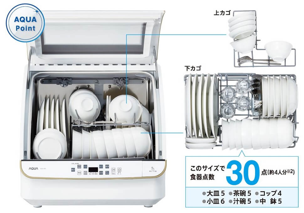 アクア AQUA 食器洗い機(送風乾燥機能付き) ホワイト ADW-GM3 の通販