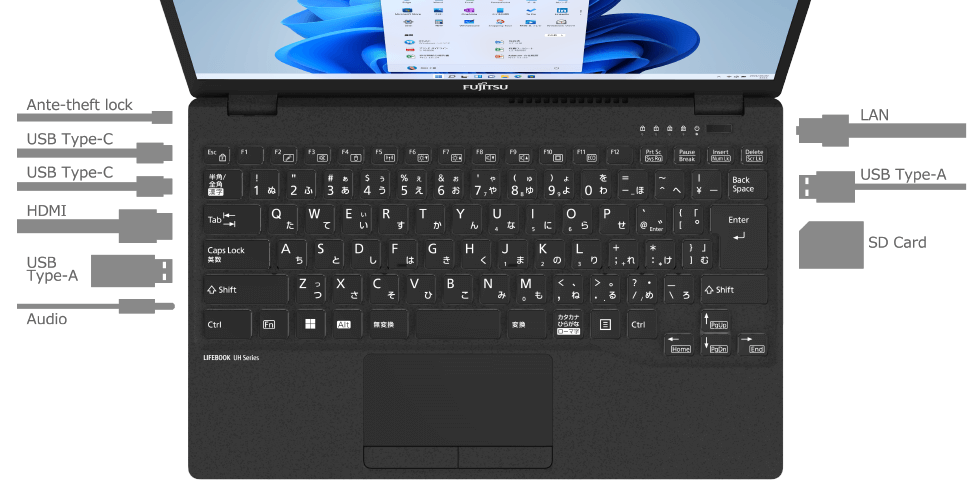 2022年 FUJITSU FMVUXG2B i7 16GB 512GB 富士通 FUJITSU ノートパソコン LIFEBOOK ピクトブラック [13.3