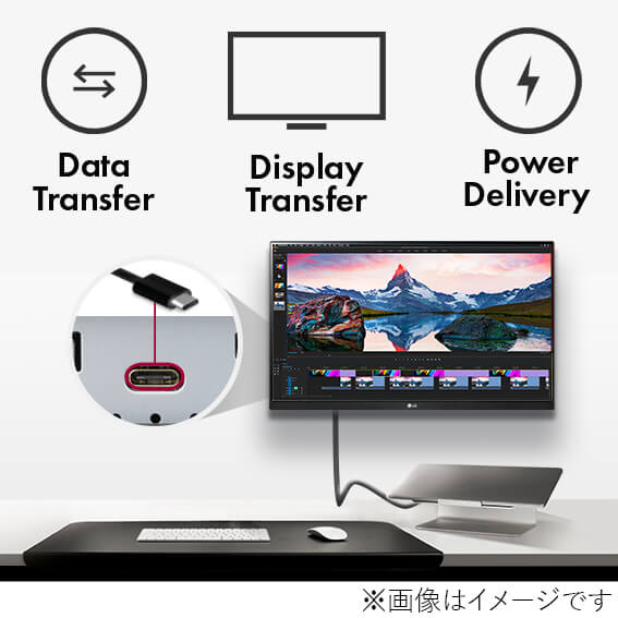 ケーブル1本で映像・音声入力、充電、データ転送　【USB Type-C端子】