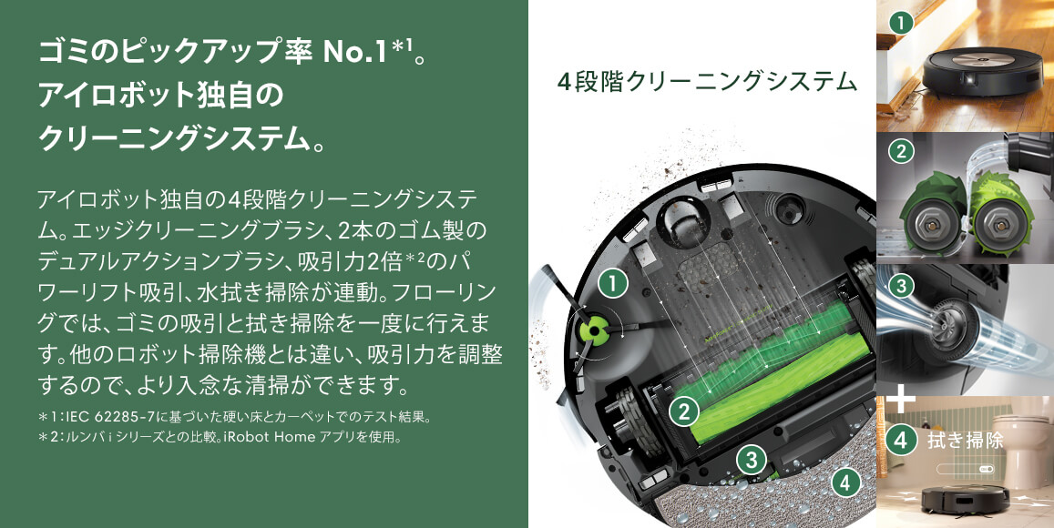 ゴミのピックアップ率No.1 アイロボット ルンバ コンボ Roomba combo j9+SD 