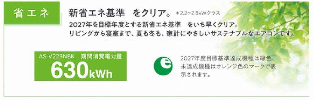 省エネ新基準をすべての機種でクリア