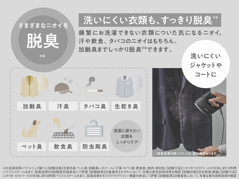 洗いにくい衣類も、すっきり脱臭
