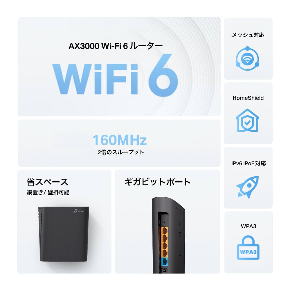 TPLINK WiFiルーター 2402＋574Mbps Archer AX3000 ［WiFi 6(ax