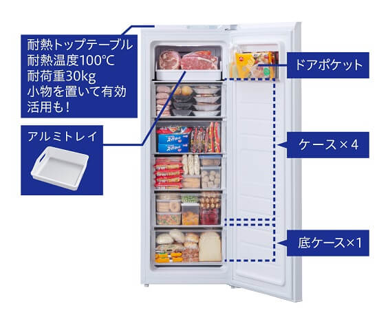 アイリスオーヤマ IRIS OHYAMA 冷凍庫 1ドア 142L 右開き ファン式 幅