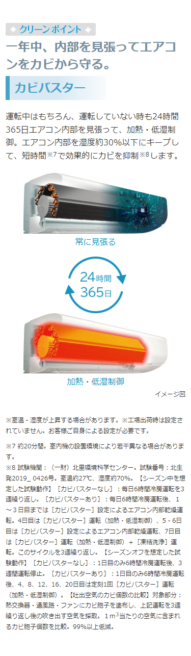 日立 HITACHI エアコン 白くまくん GBKシリーズ おもに6畳用 奥行き