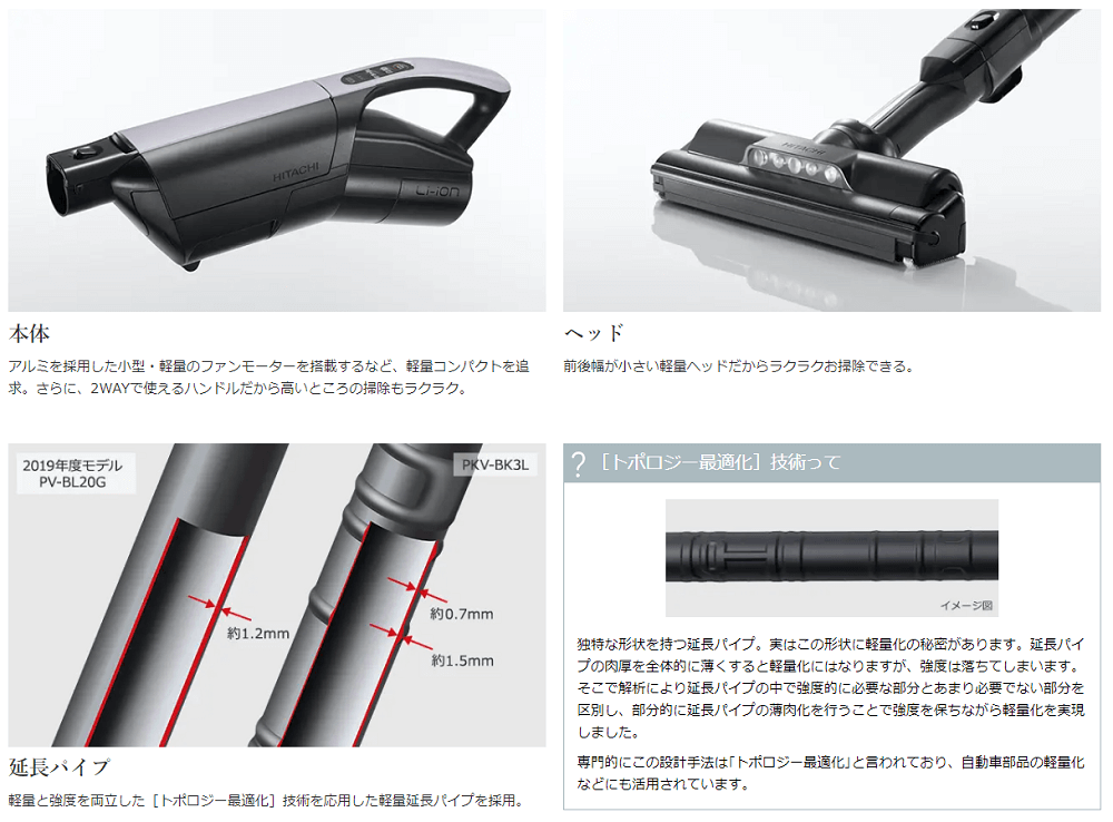 日立 HITACHI スティック型掃除機 ［紙パック式 /コードレス