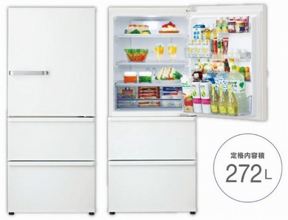 アクア AQUA 冷蔵庫 3ドア 右開きタイプ 272L ミルク AQR-27P-W の通販