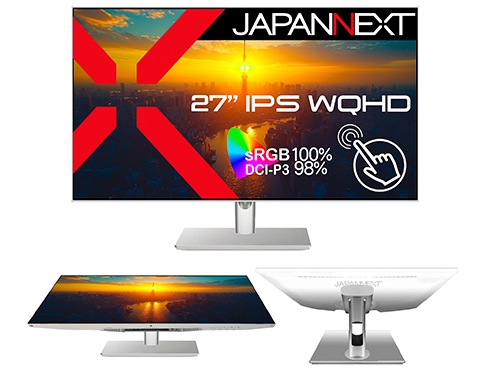 JAPANNEXT IPSパネル搭載10点マルチタッチ対応WQHDホワイトカラー液晶