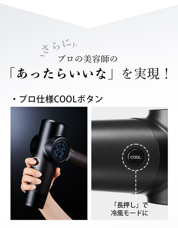ECOALA AI Pro Style Hair Dryer黒H l 硬毛・癖毛の方おすすめ l 美容