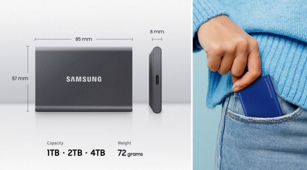 【新品未使用】SAMSUNG MU-PC1T0T-IT/A グレーSSD 1TB サムスン(SSD) [2024年モデル] Portable SSD T7 [グレー] 1TB MU