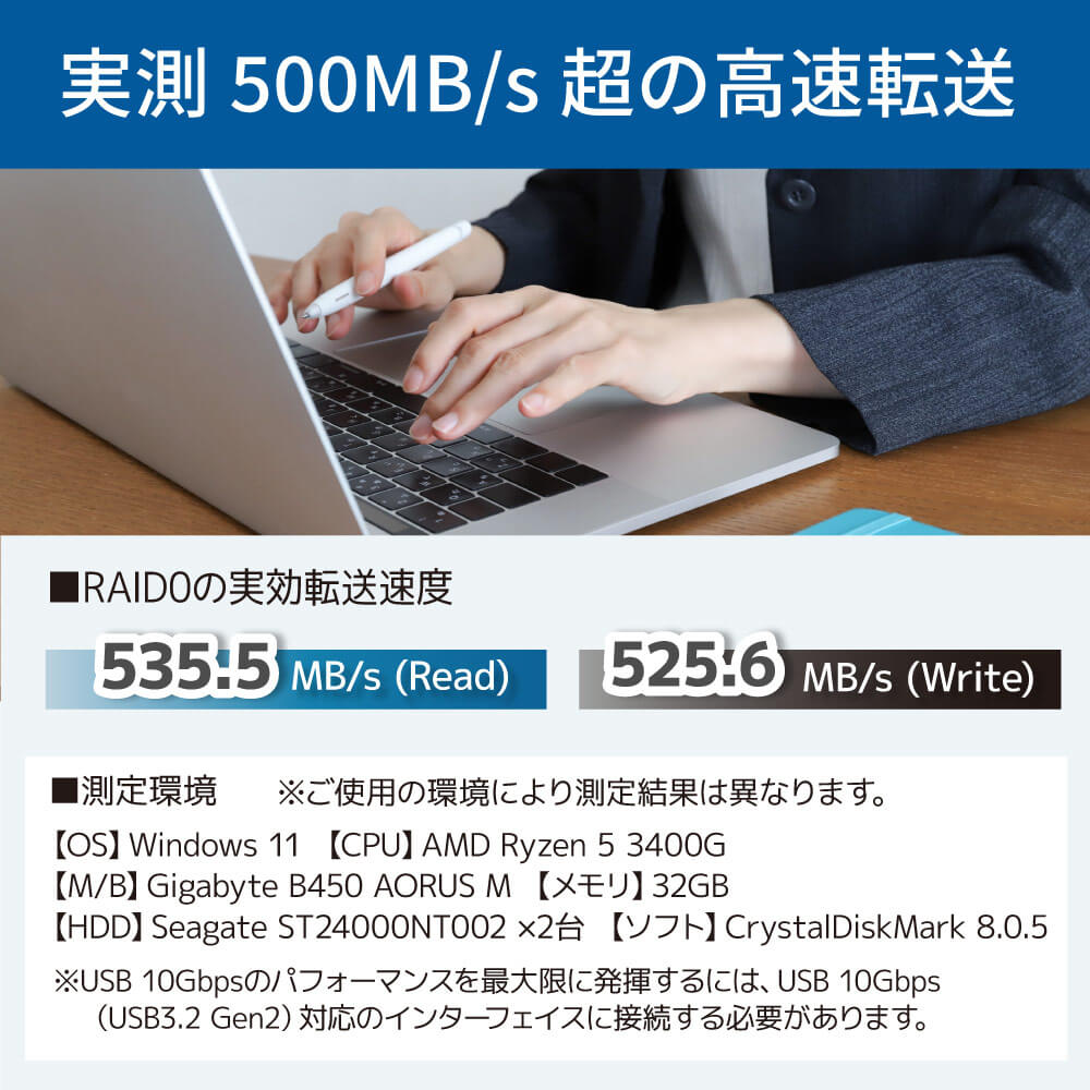 ラトックシステム USB 10Gbps RAIDケース(3.5インチHDD2台用) ［3.5