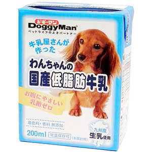 ドギーマン わんちゃんの国産低脂肪牛乳 200ml 犬 ワンJPテイシボウギュウニュウ200