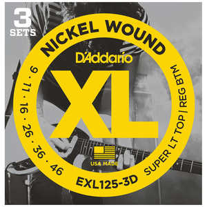 DADDARIO ダダリオ エレキギター弦 XL NICKEL 3セット EXL125-3D