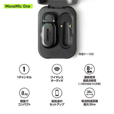 SHURE クリップオン・ワイヤレスマイクロホン（1本入 / 充電ケース付き