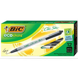 BICジャパン 油性ボールペン ECOLUTIONS クリックスティック黒BOX 12本入り ECSBLK-B12 BICジャパン 油性ボールペン ECOLUTIONS クリックスティック黒BOX 12本入り ECSBLK-B12