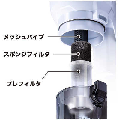 マキタ スティッククリーナー サイクロン式 コードレス 白【バッテリ