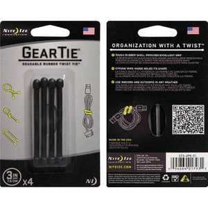 NITE IZE ヘッドホンキーパーツ GEAR TIE 3inc ブラック GT34PK01