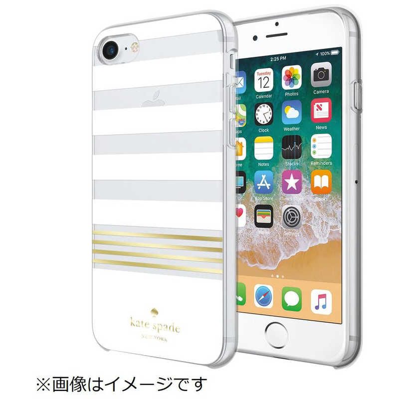 KATESPADE KATESPADE iPhone 8 / 7 / 6s / 6用　Protective Hardshell Case　Stripe 2 White/Gold KSIPH-068-STPWG KSIPH-068-STPWG