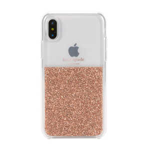 KATESPADE kate spade iPhone XS 5.8インチ/X用 HALF CLEAR CRYSTAL ローズゴールド KSIPH125HFRG