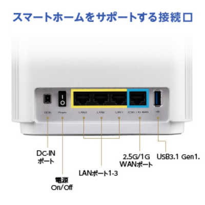 ASUS エイスース 無線LANルーター(Wi-Fiルーター) Wi-Fi 6(ax)/ac/n/a/g/b 目安:~4LDK/3階建 ZenWiFi XT8/W (1 Pack) ホワイト