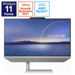 ASUS エイスース デスクトップパソコン ZenAiO 24 ホワイト [23.8型 /AMD Ryzen7 /メモリ:8GB /HDD:1TB /SSD:256GB] A5401WRR75700BP