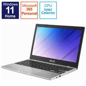 ASUS エイスース ノートパソコン E210KA [11.6型 /Windows11 S /intel Celeron /Microsoft 365 Personal (1年間使用権) /メモリ：4GB /eMMC：128GB /2022年3月モデル] ドリーミーホワイト E210KA-GJ02WWS