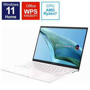 ASUS エイスース ノートパソコン Zenbook S 13 OLED [13.3型 /Windows11 Home /AMD Ryzen 7 /メモリ：16GB /SSD：1TB /WPS Office /2022年8月モデル] リファインドホワイト UM5302TA-LX143W