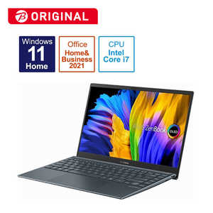 ASUS エイスース 【アウトレット】ノートパソコン Zenbook 13 OLED [13.3型 /Windows11 Home /intel Core i7 /メモリ：16GB /SSD：512GB /Office HomeandBusiness /2022年5月モデル] パイングレー  UX325EA-KG738WS