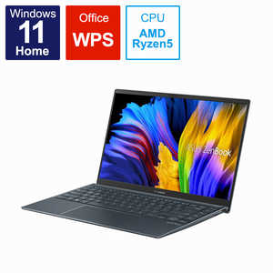 ASUS エイスース ノートパソコン Zenbook 14 [14.0型 /Windows11 Home /AMD Ryzen 5 /メモリ：16GB /SSD：512GB /WPS Office /2022年11月モデル] パイングレー UM425QA-KIR515W