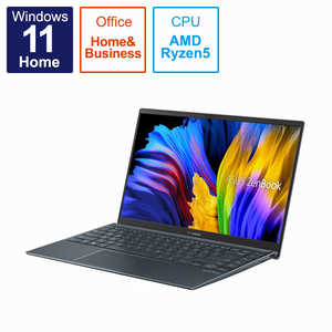 ASUS エイスース ノートパソコン Zenbook 14 [14.0型 /Windows11 Home /AMD Ryzen 5 /メモリ：16GB /SSD：512GB /Office HomeandBusiness /2022年11月モデル] パイングレー UM425QA-KIR515WS