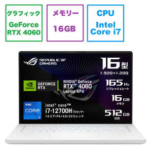 ASUS エイスース ゲーミングノートパソコン ROG Zephyrus G16 [16.0型 /Windows11 Home /intel Core i7 /メモリ：16GB /SSD：512GB /2023年3月モデル] ムーンライトホワイト GU603ZV-I7R4060W
