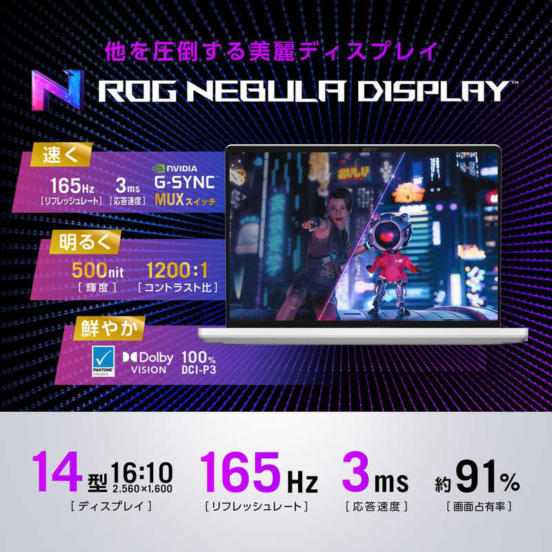 ASUS エイスース ASUS エイスース ゲーミングノートパソコン ROG Zephyrus G14 ムーンライトホワイト ＋ AniMe Matrix ［14.0型 /Windows11 Home /AMD Ryzen 9 /］ GA402XV-R9R4060WL GA402XV-R9R4060WL