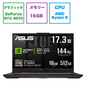 ASUS エイスース ゲーミングノートパソコン TUF Gaming A17 [17.3型 /Win11 /AMD Ryzen 9 /メモリ16GB /SSD512GB] メカグレー FA707XI-R9R4070