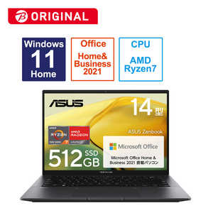 ASUS エイスース ノートパソコン Zenbook 14 [14.0型 /Win11 Home /Ryzen 7 /メモリ16GB /SSD512GB ] ジェイドブラック UM3402YA-KP594BKSWS