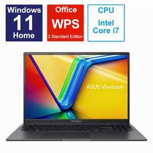 ASUS エイスース ノートパソコン Vivobook 16X [16型 /Win11 /Core i7 /メモリ16GB /SSD512GB /WPS Office] インディーブラック K3605ZV-N1038W