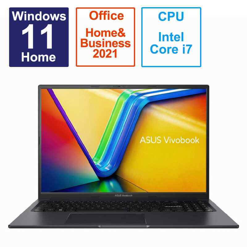 ASUS エイスース ASUS エイスース ノートパソコン Vivobook 16X [16.0型 /Windows11 Home /intel Core i7 /メモリ：16GB /SSD：512GB /Office HomeandBusiness /2023年5月モデル] インディーブラック K3604ZA-MB032WS K3604ZA-MB032WS