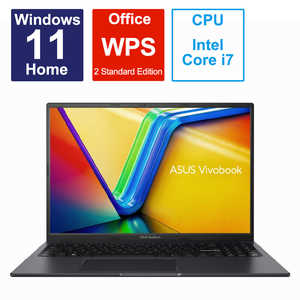 ASUS エイスース Vivobook 16X [16.0型 /Windows11 Home /intel Core i7 /メモリ：16GB /SSD：512GB /WPS Office /2023年5月モデル ] インディーブラック K3604Z