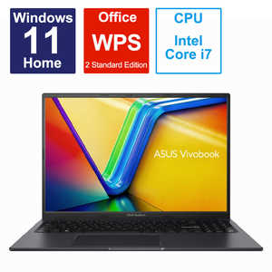 ASUS  Ρȥѥ Vivobook 16X [ 16 / Win11 Home / Core i7 / 16GB / SSD512GB / WPS Office ] ǥ֥å K3604ZA-MB032W