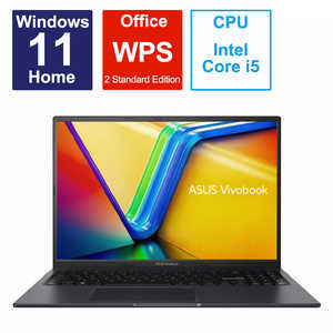 ASUS エイスース ノートパソコン Vivobook 16X [16.0型 /Windows11 Home /intel Core i5 /メモリ：16GB /SSD：512GB /WPS Office /2023年5月モデル] インディーブラック  K3604ZA-MB033W